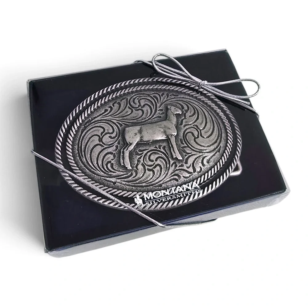 Montana Silversmiths Show Lamb Antiqued Belt Buckle - NEW
